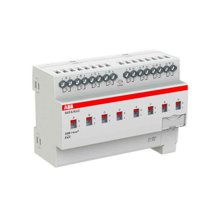 KNX SA/S8.16.2.2 Kontaktaktuator, man. drift, AC1 16A, AC3 8A