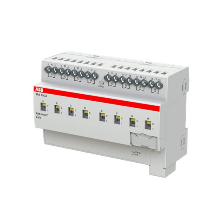 KNX SA/S8.6.2.2 Kontaktaktuator, man. betjening, AC1 6A, AC3 6A