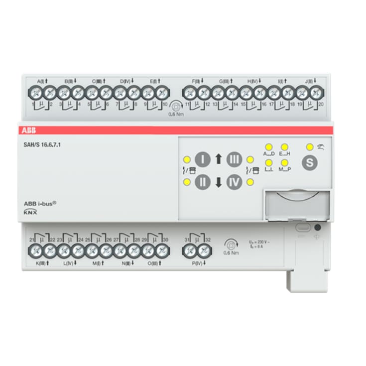 KNX SAH/S16.6.7.1 Bryter/persienneaktuator, man. drift, 6A AC1