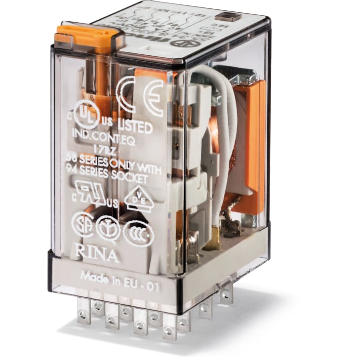 Pin relé Industri S55.34, 4P, 7A 12V DC