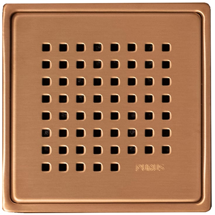 Purus Chess avløpsrist, rist og ramme, 150x150 mm, kobber