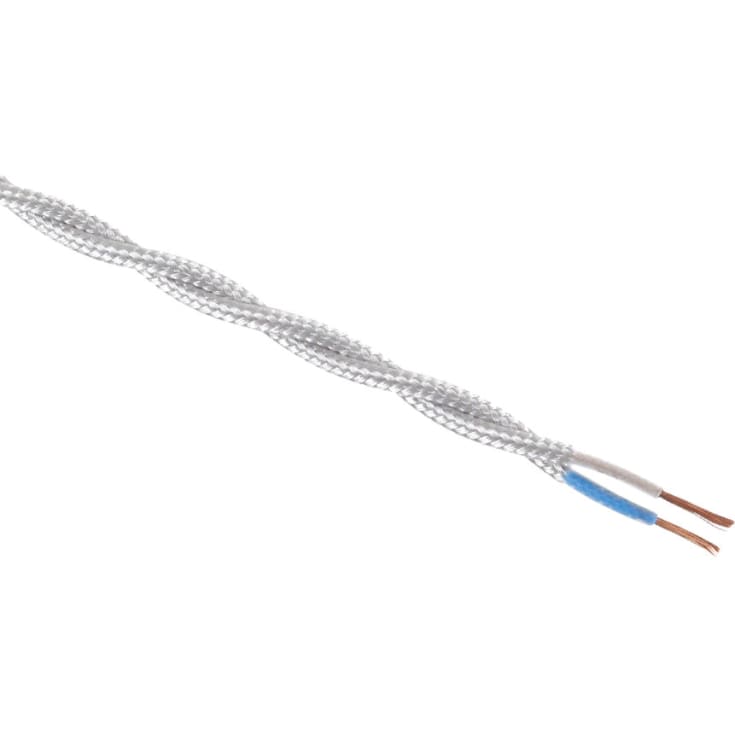 100 meter Stofledning, snoet, 2x0,75 mm², hvid, S100