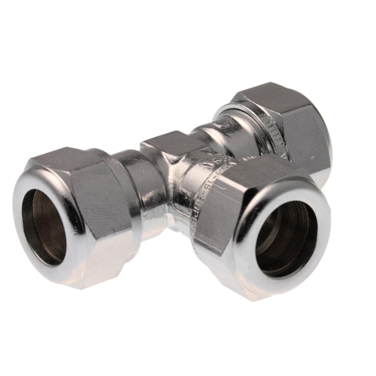 VSH super D1420F T- koppling, 15 x 15 x 15 mm, förkromad, mässing