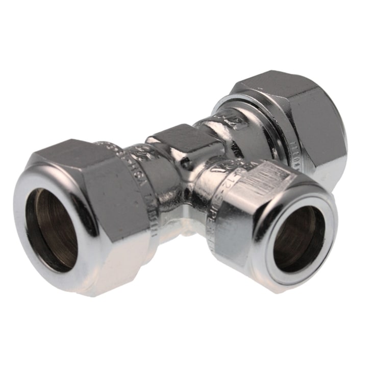VSH super D1421F T- koppling, 12 x 15 x 12 mm, förkromad, mässing