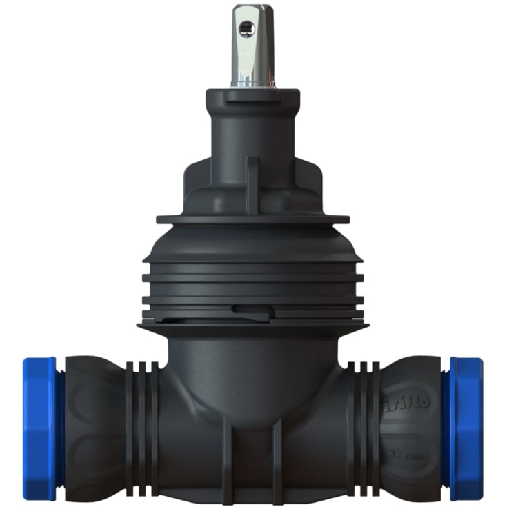 Isiflo 40 mm serviceventil, komposit, m/koppling, PE/PVC, PN16