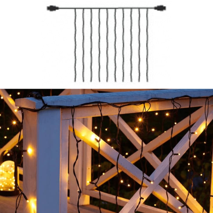 6 stk Sirius Top-Line LED gardin | 100 varmhvide lys | 1,1x1m. | FORLÆNGER