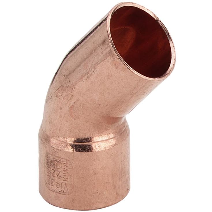 Loddebøjning muffe/nippel, 22 mm - 45°