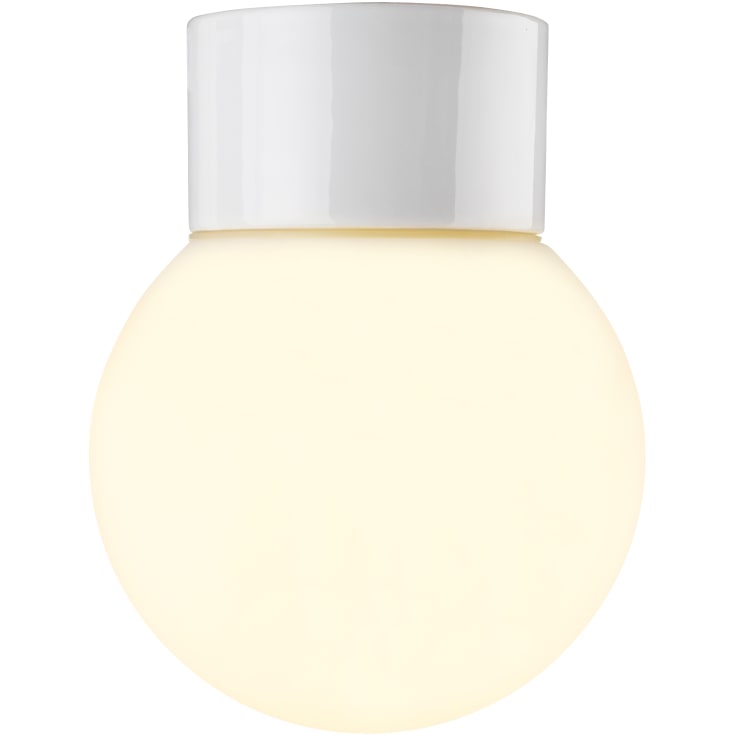 Tak- og vegglampe Glob 150 rett, E27, hvit/opal, IP54