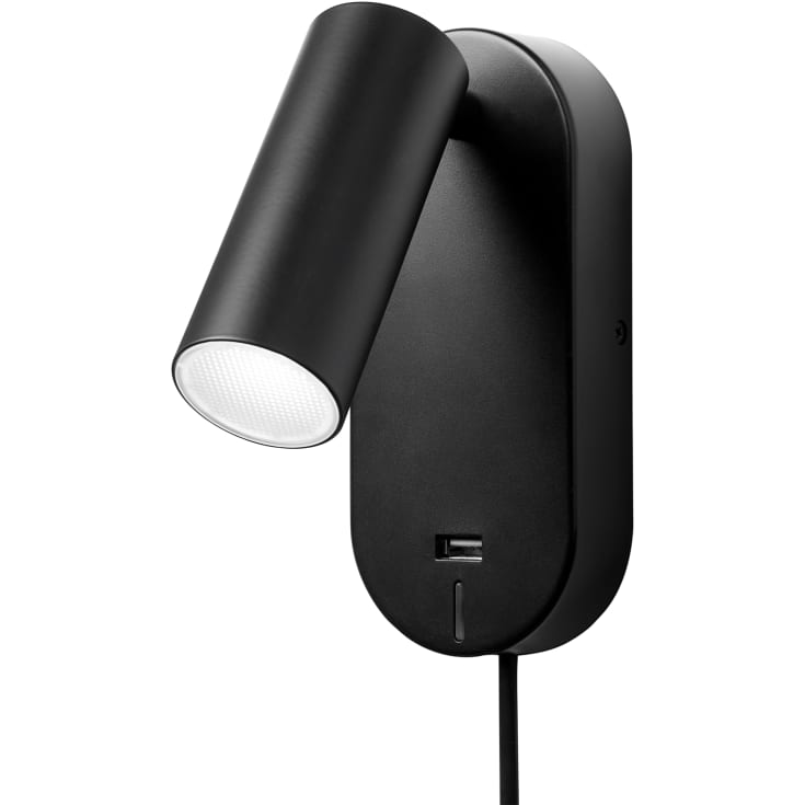 Nielsen Light Ego vägglampa med USB-uttag, 4,5W, LED, svart