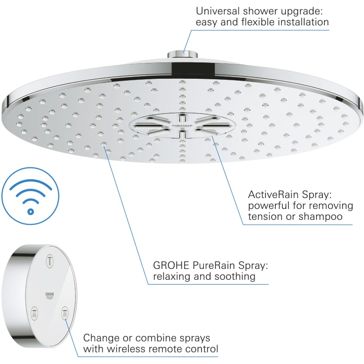 Grohe Rainshower SmartConnect brusehoved, Ø31 cm, vandbesparende, krom