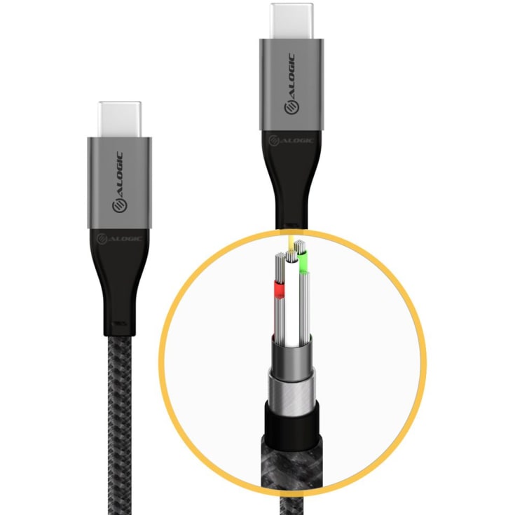 Alogic ladekabel USB-C til USB-C, grå, 3 meter