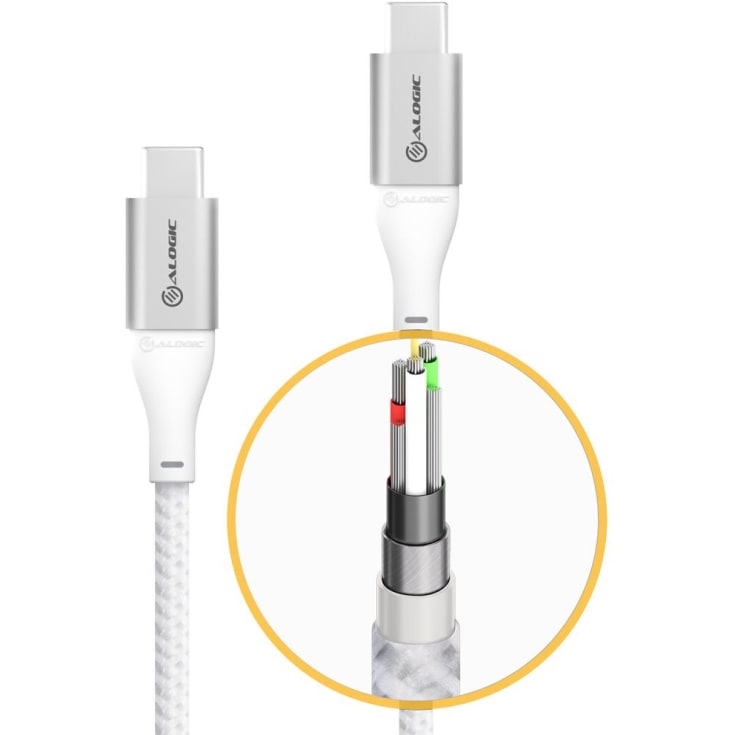 Alogic ladekabel USB-C til USB-C, sølv, 0,3 meter