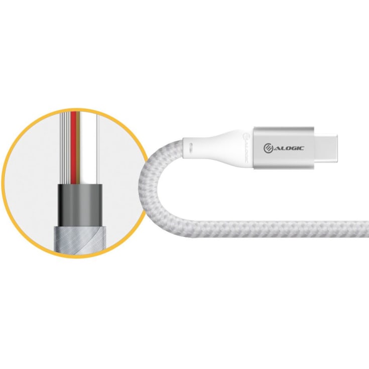 Alogic ladekabel USB-C til USB-C, sølv, 0,3 meter