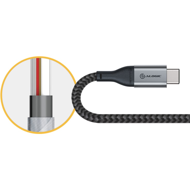 Laddarkabel USB-A till USB-C på 1,5 meter, mellangrå