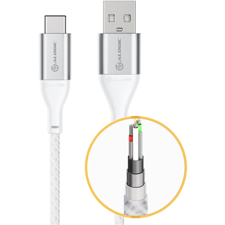 Alogic ladekabel USB-A til USB-C, sølv, 1,5 meter
