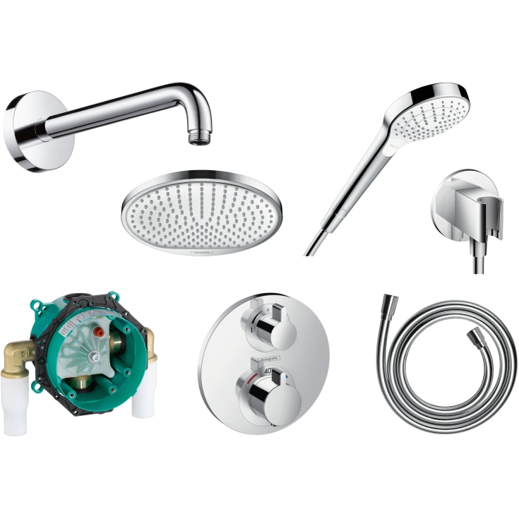 Hansgrohe Ecostat S brusesæt, krom/hvid