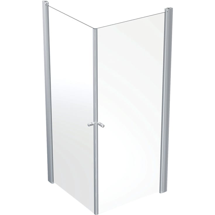 Contura Shower Space dusjvegg, 89x89 cm, klart glass, aluminiumsprofil