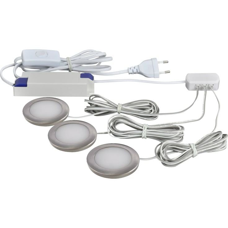 Nordtronic Linea inn-/påbygningsspot 3-kit, 2,3W/2700K LED, børstet aluminium