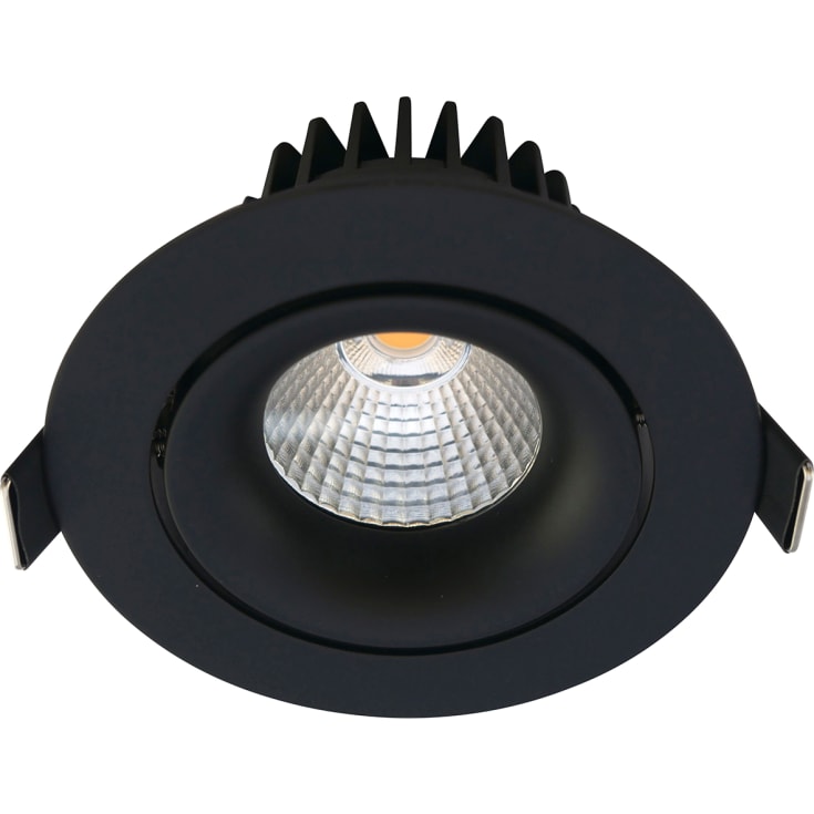 Nordtronic Velia Tilt downlight, 10,9W/2700K, LED, rund, matt svart