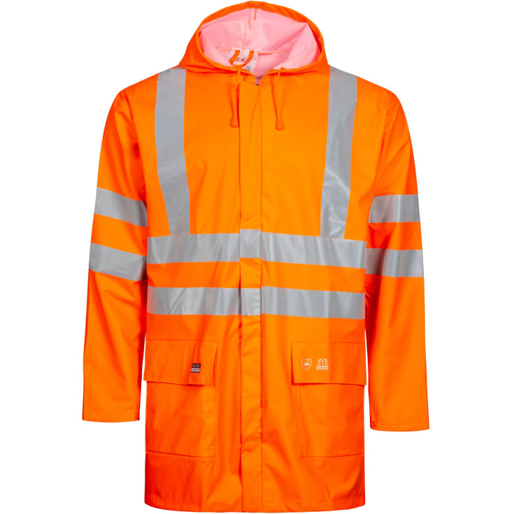 Lyngsøe PU regnjakke, High-Vis oransje, klasse 3, størrelse M