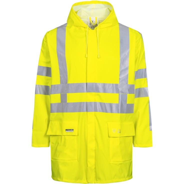 Lyngsøe PU regnjakke, High-Vis gul, klasse 3, str XL