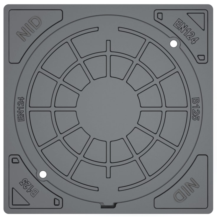 NID fast ram med lock, för Ø315 mm ståndarrör, 12,5 ton, komposit