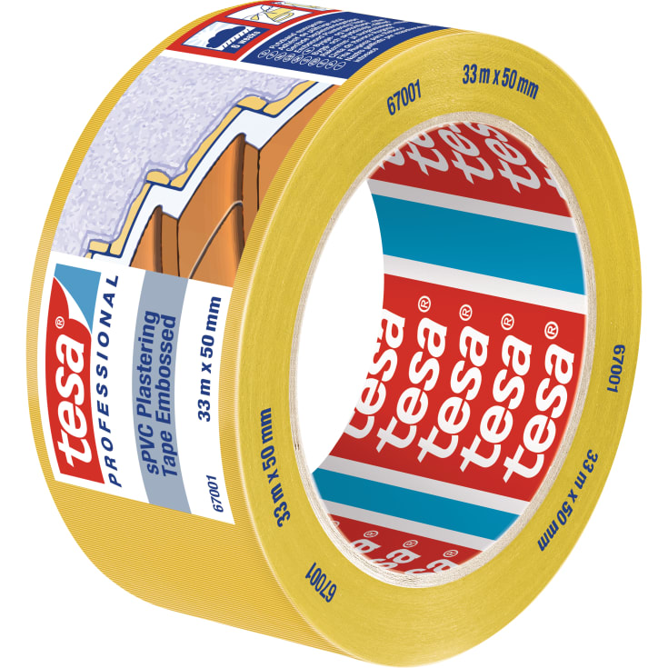 Tesa 67001 byggtejp, sPVC, gul, 50 mm x 33 m