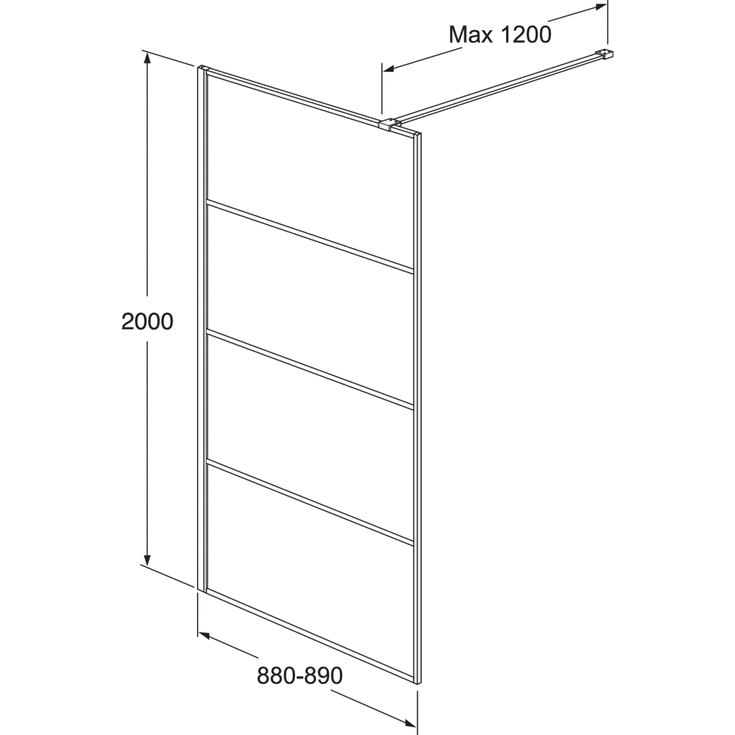 Gustavsberg Square brusevæg, 88 cm, klart glas, mat sort profil