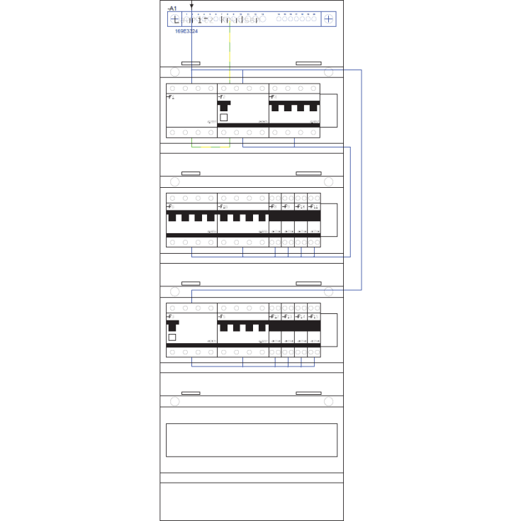 Færdigmonteret gruppetavle LLK4.T.2H.4K.8L i hvid