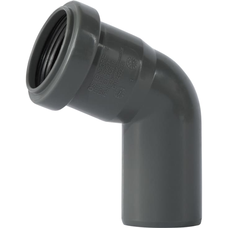 40 mm x 67° Bend avløp PP grå