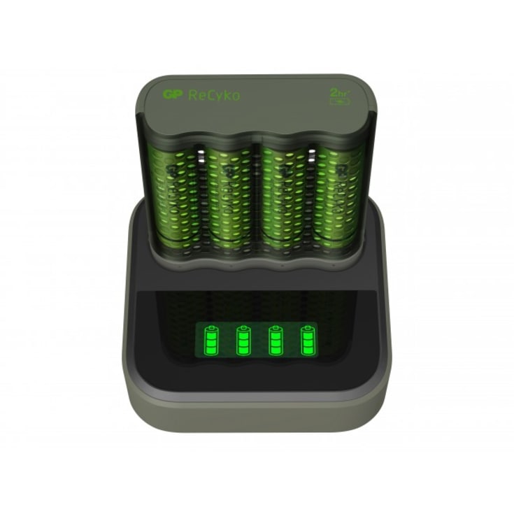 GP ReCyko Speed lader + ladestasjon og 4 x AA-batterier