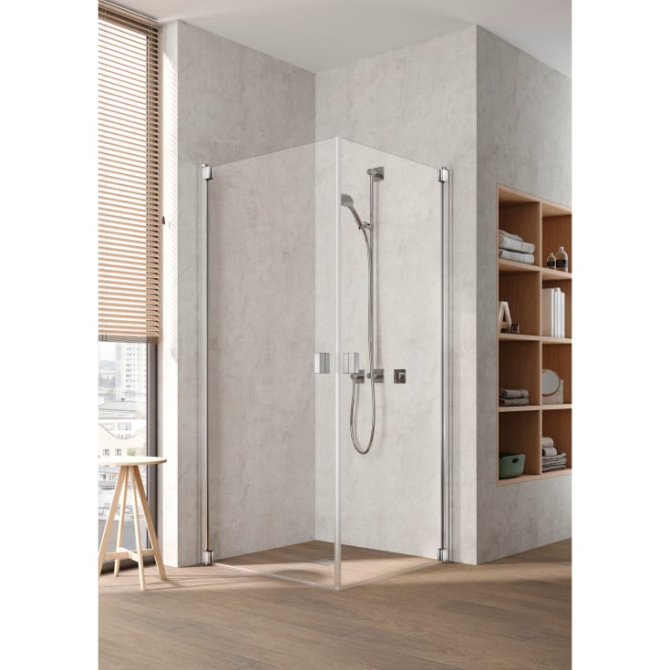 Kermi Raya 1EL duschdörr, 88 cm, vänster, klart glas, aluminium profil