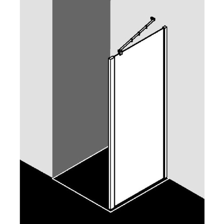 Kermi Raya TWD brusevæg, 78,5 cm, til 1WR/1WL, halvfrostet glas, aluminium profil