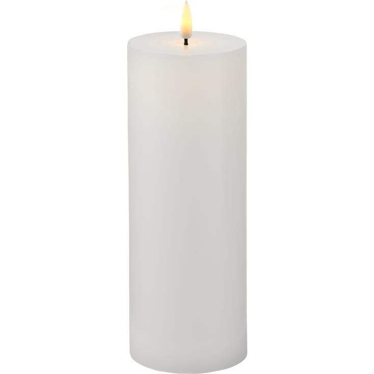 Sille LED-Stearinlys, genopladelig, Ø75 H200, hvid