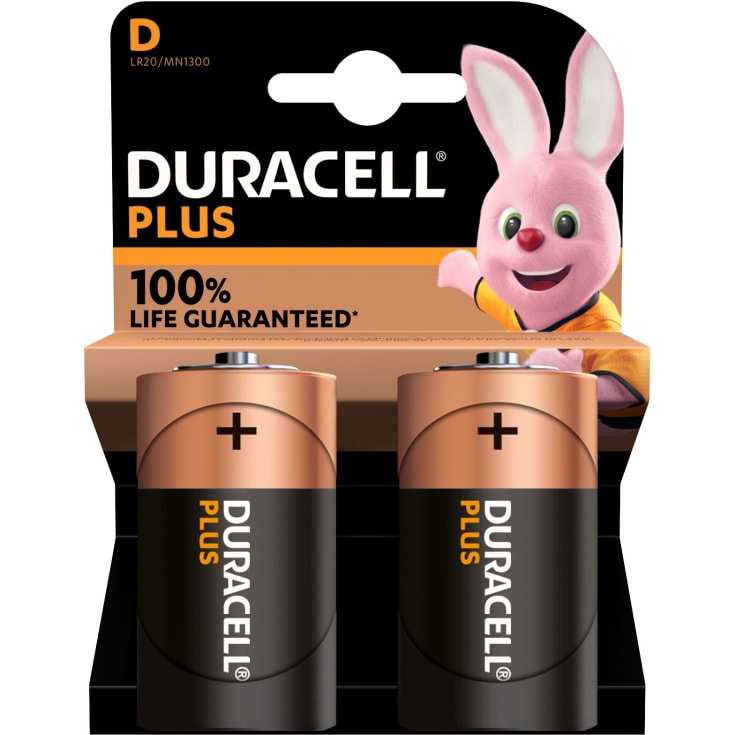 Duracell D batterier 2 stk.