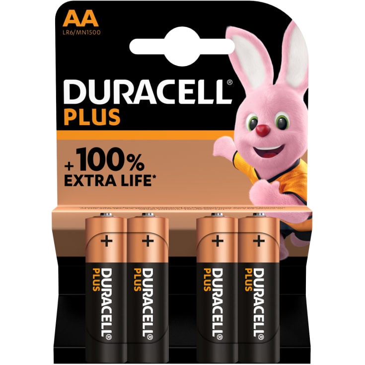 Duracell Plus AA Alkaline batterier - 4 stk