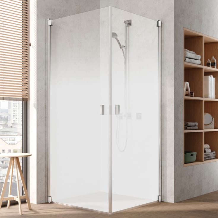 Kermi Raya 1ER duschdörr, 98 cm, höger, halvfrostat glas, aluminium profil