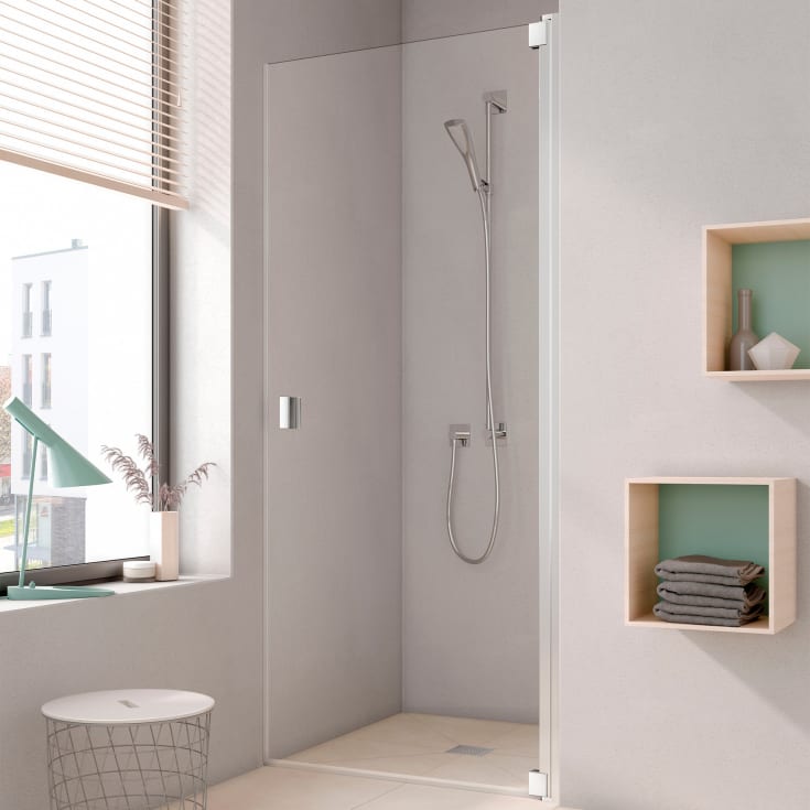 Kermi Raya 1TR duschdörr, 77,8 cm, höger, till nisch, klart glas, aluminium profil