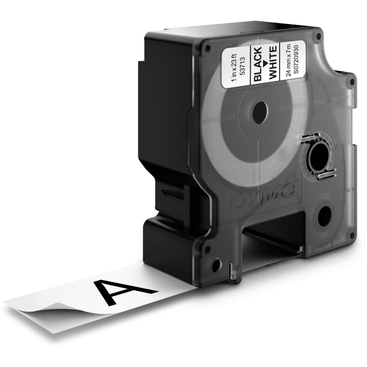 DYMO® Standard D1 tape, 24 mm, sort på hvid