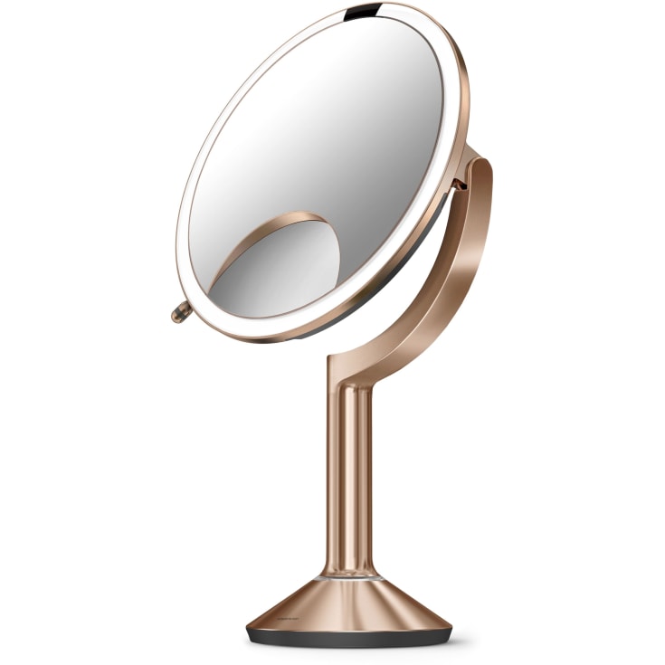 Simplehuman Trio makeup spejl med lys, dæmpbar, sensor, Ø23,2 cm, rosa guld