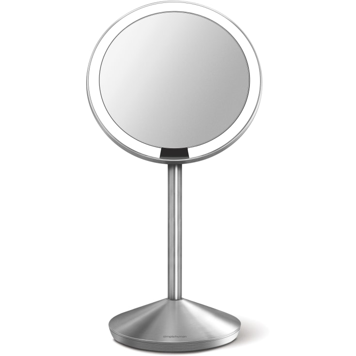 Simplehuman makeup spejl med lys, Ø14,5 cm, børstet rustfrit stål