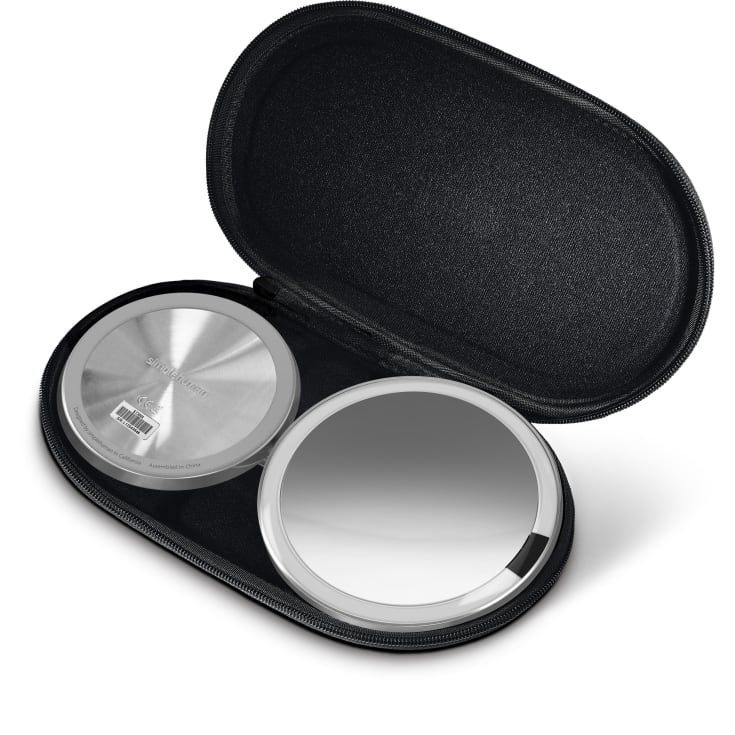Simplehuman makeup spejl med lys, Ø14,5 cm, børstet rustfrit stål