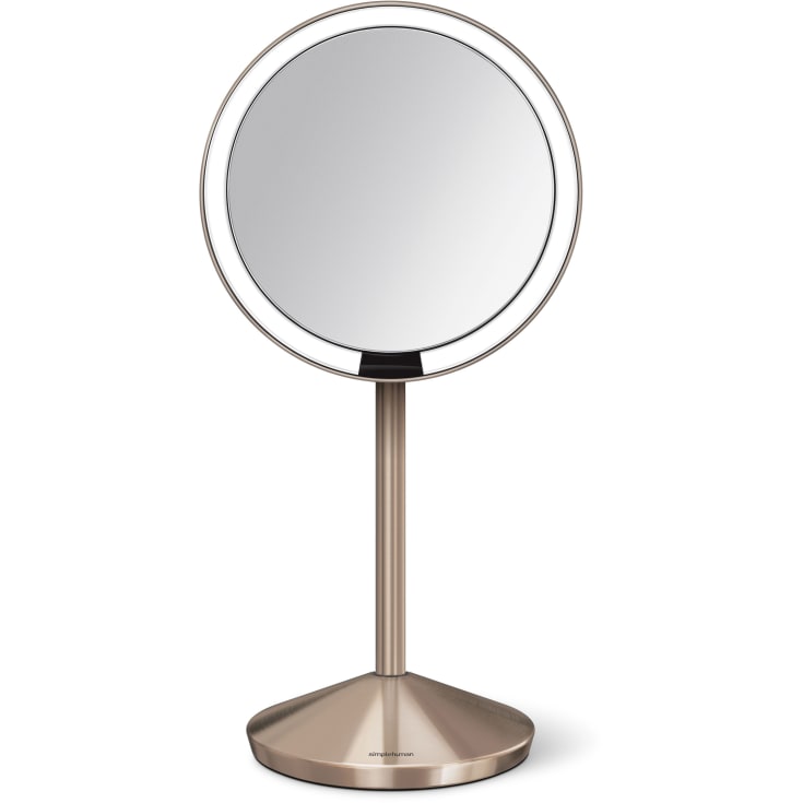 Simplehuman makeup spejl med lys, Ø14,5 cm, rosa guld