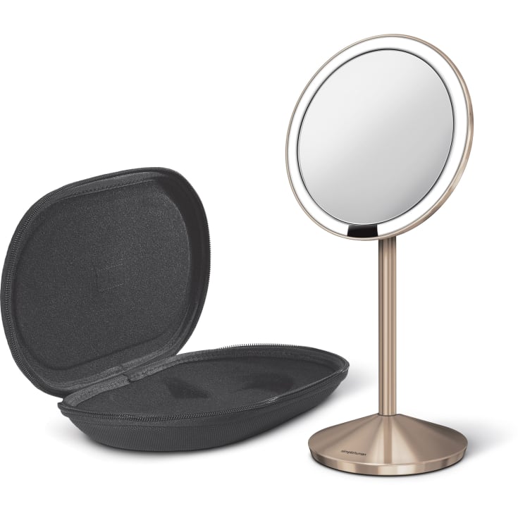 Simplehuman makeup spejl med lys, Ø14,5 cm, rosa guld