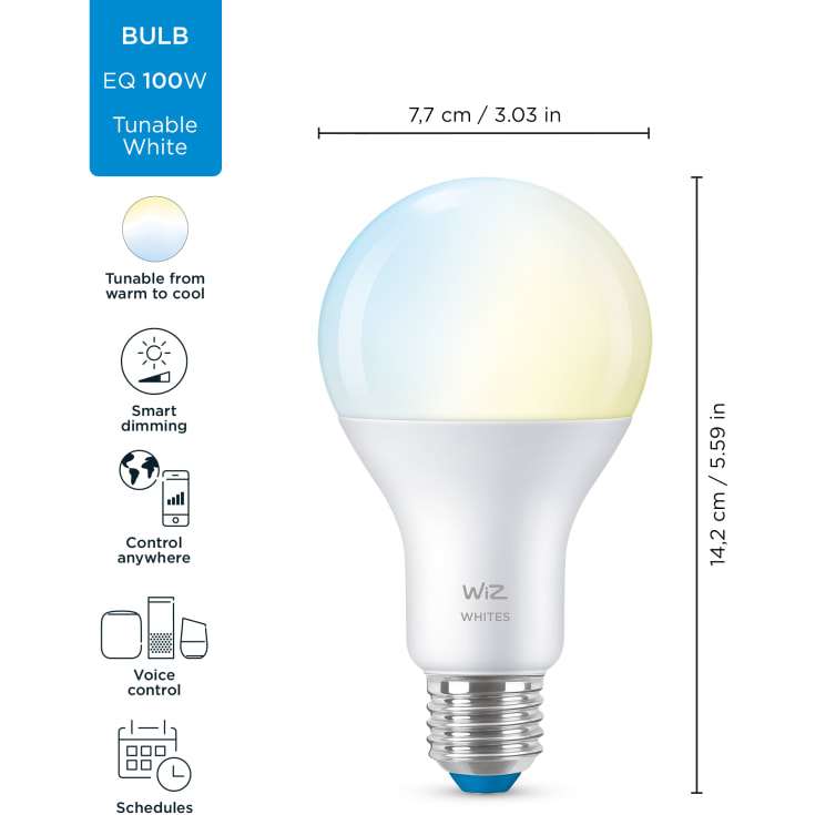 Wiz E27 standardlampa, justerbar vit