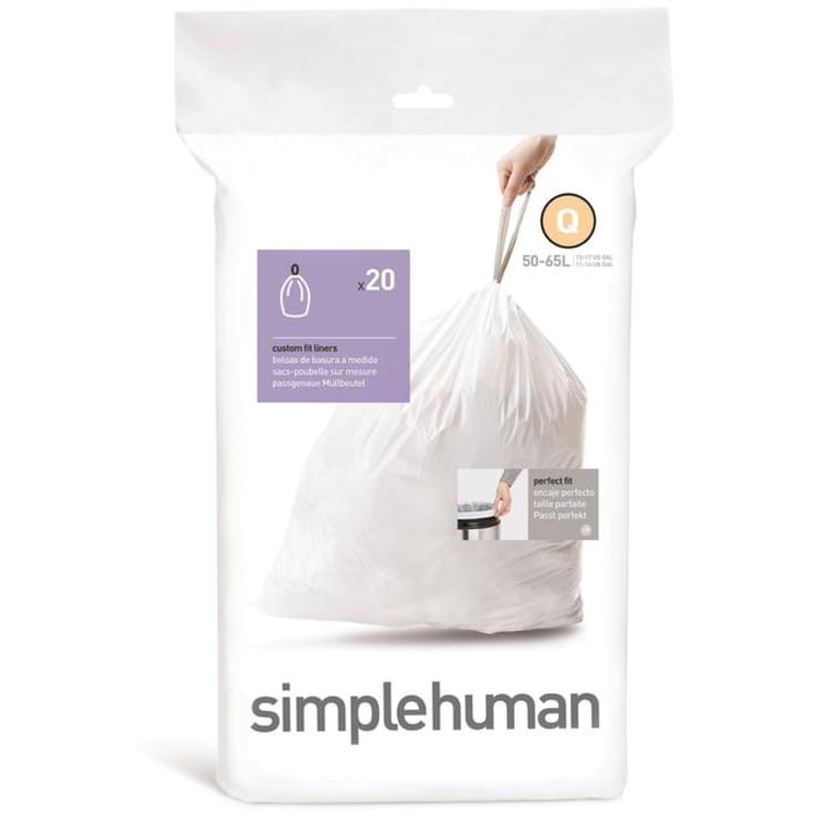 Simplehuman affaldsposer, kode Q, 50-65 liter, hvid, 20 stk