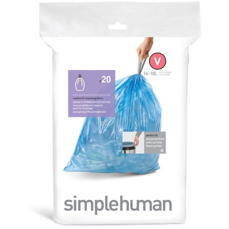 Simplehuman affaldsposer, kode V, 16-18 liter, blå, 20 stk