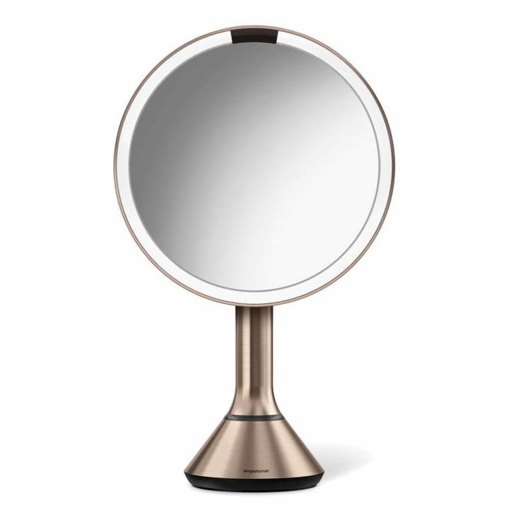 Simplehuman makeup spejl med lys, dæmpbar, sensor, Ø23 cm, rosa guld