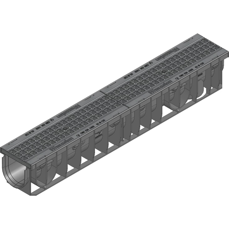 NID 160 x 150 x 1000 mm ränna med galler, B125, PA-GF, svart