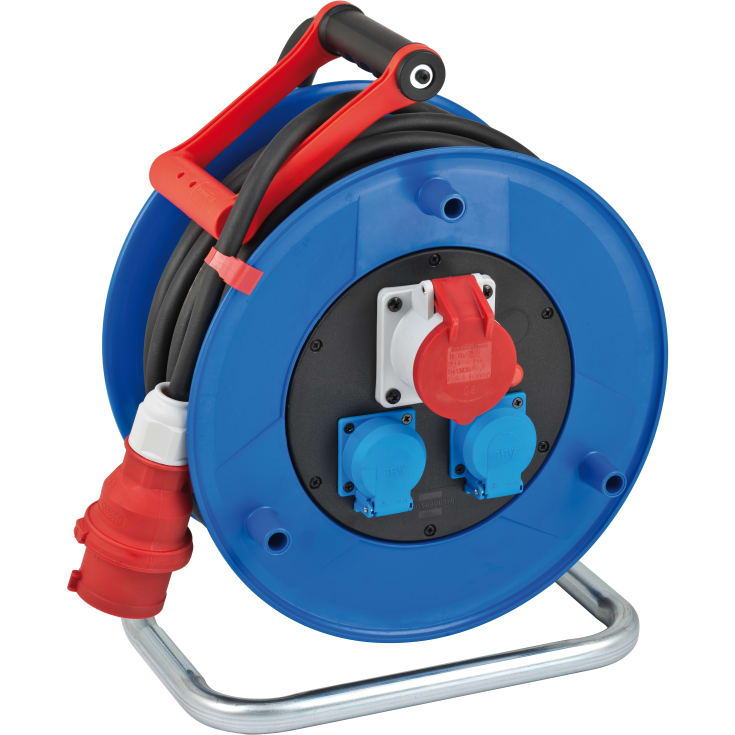 Blå elektrisk kabeltrommel, 400V/230V, 30 meter